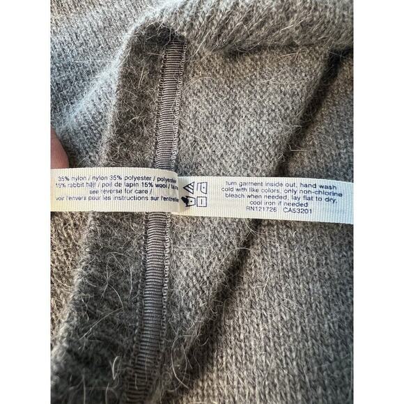Aeropostale Cardigan Sweater 90s Gray Button Front Wool Rabbit Hair Blend MEDIUM - Picture 3 of 7